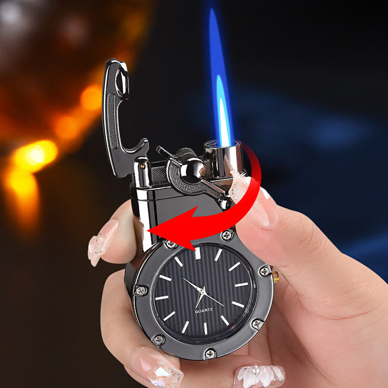 Briquet gonflable à butane rétro à bascule avec horloge - image 3