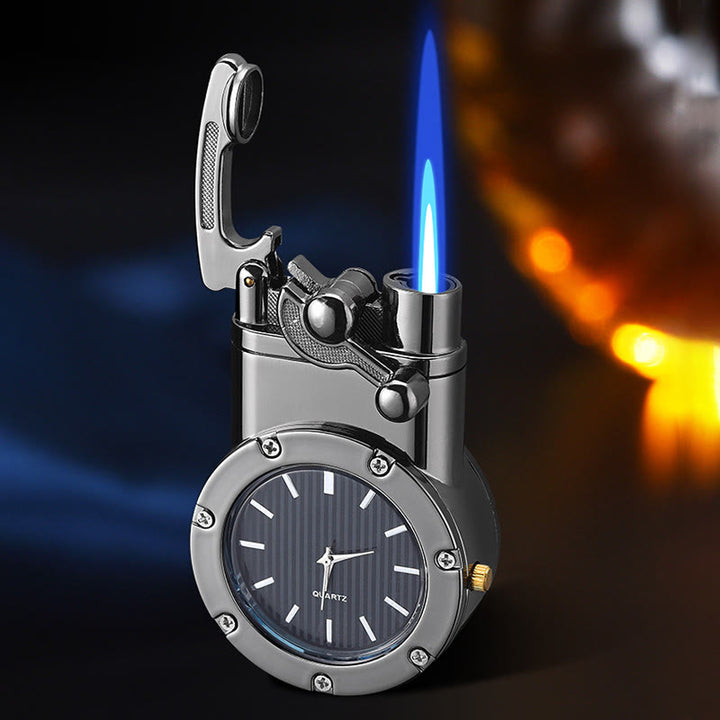 Briquet gonflable à butane rétro à bascule avec horloge - image 2