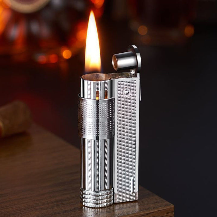 Briquet à pétrole rechargeable avec réservoir de carburant amovible pour bougie - Argent - image 9