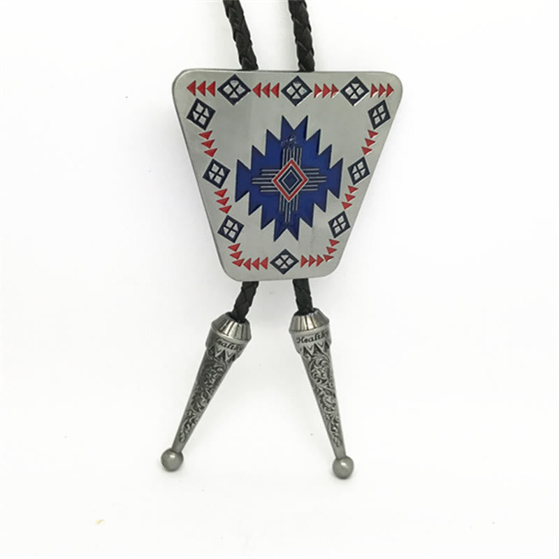 Cravate bolo à motif géométrique du sud-ouest et cadre métallique triangulaire - image 2