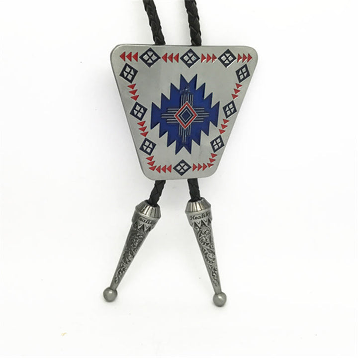 Cravate bolo à motif géométrique du sud-ouest et cadre métallique triangulaire - image 2