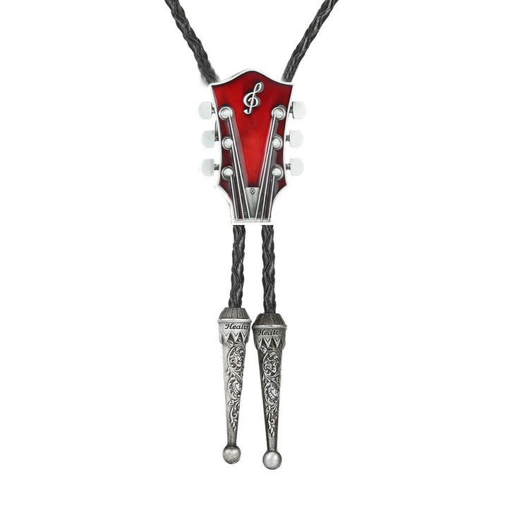 Cravate bolo rétro en forme de guitare avec cadre en métal - Rouge - image 6