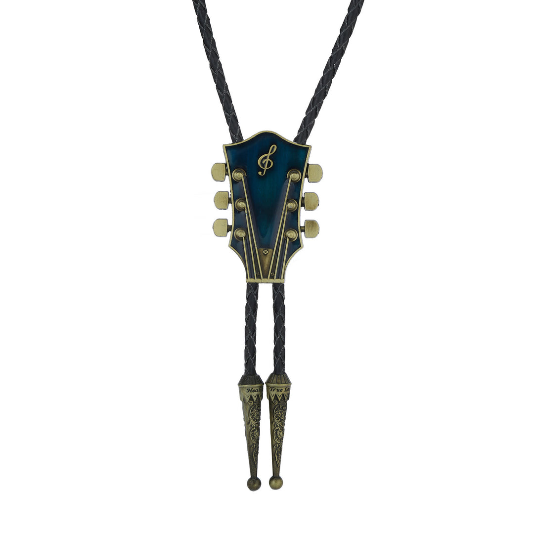 Cravate bolo rétro en forme de guitare avec cadre en métal - image 3