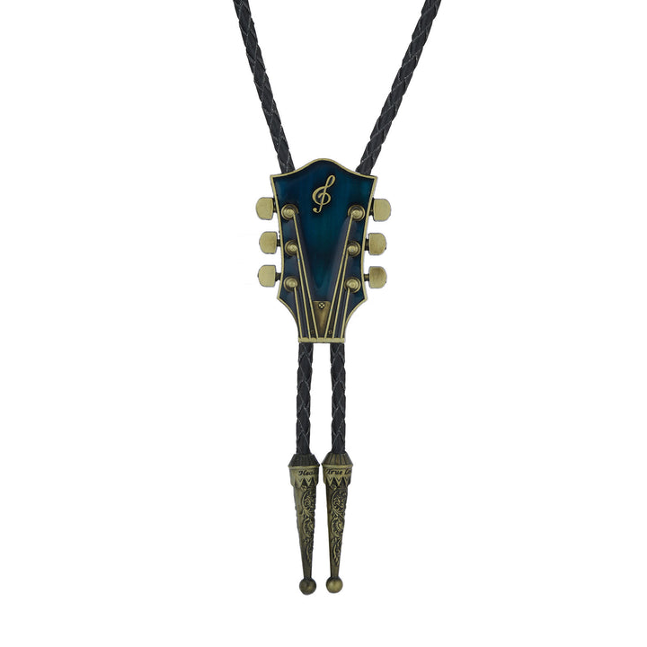 Cravate bolo rétro en forme de guitare avec cadre en métal - image 3