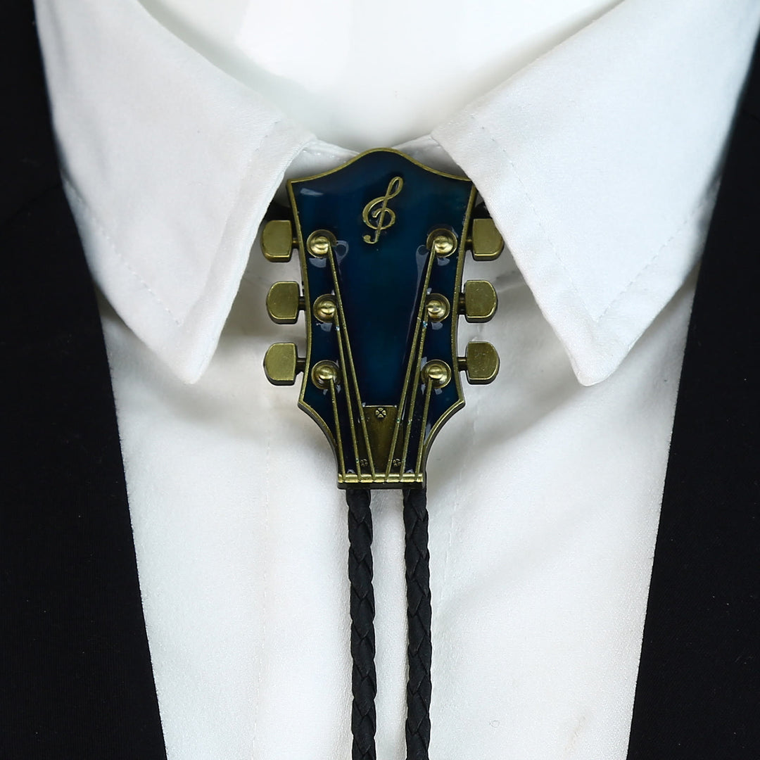 Cravate bolo rétro en forme de guitare avec cadre en métal - image 2