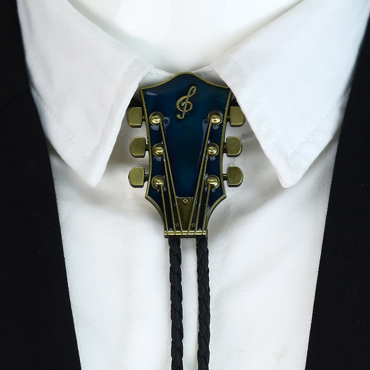 Cravate bolo rétro en forme de guitare avec cadre en métal - image 2