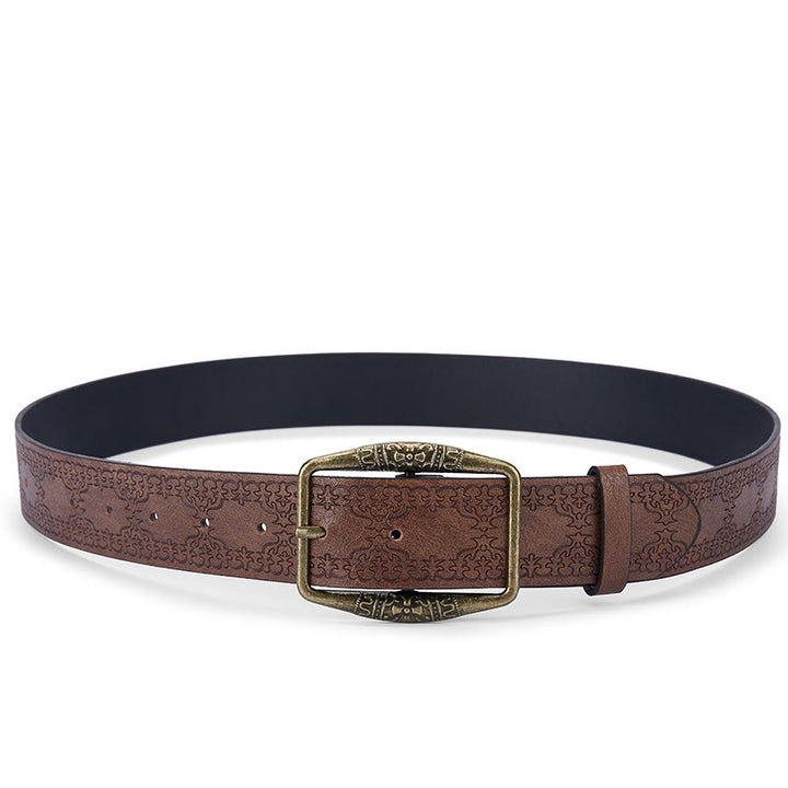 Ceinture en cuir pour homme avec boucle décorative à motif rétro - image 1