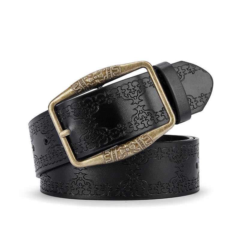 Ceinture en cuir pour homme avec boucle décorative à motif rétro - Noir - 42 - image 2
