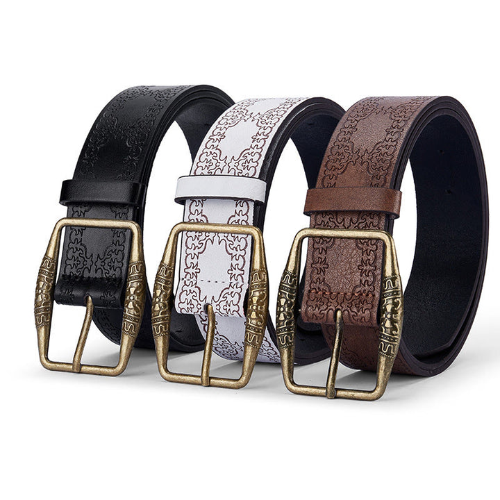 Ceinture en cuir pour homme avec boucle décorative à motif rétro - image 5