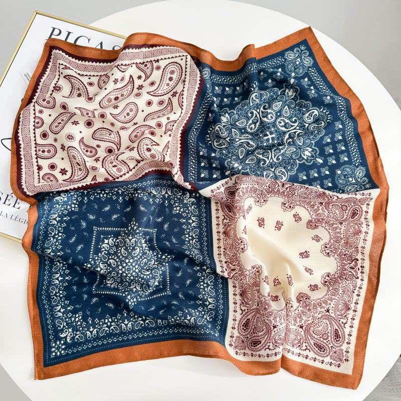 Pochette de costume rétro contrastée à motif noix de cajou avec boucle à fleur - image 2