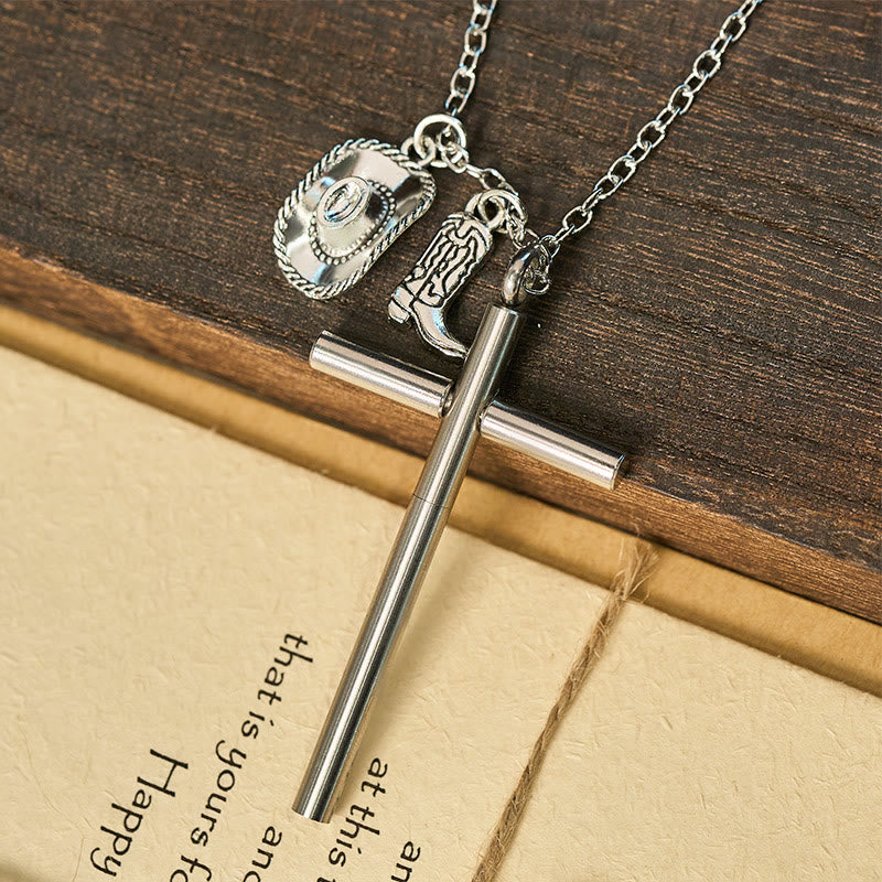 Collier pendentif croix EDC avec aiguille d'autodéfense et argent - image 4