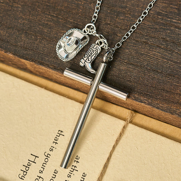 Collier pendentif croix EDC avec aiguille d'autodéfense et argent - image 4