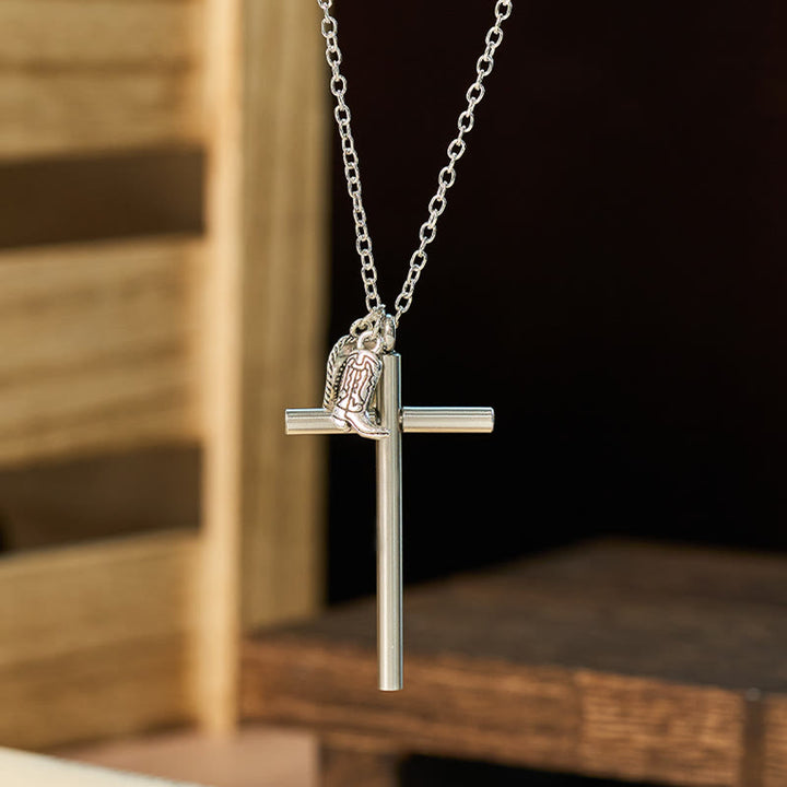 Collier pendentif croix EDC avec aiguille d'autodéfense et argent - image 3