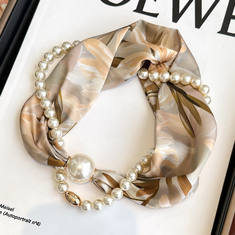 Collier-écharpe en perles artificielles avec fermoir magnétique pour femme - Lys de café - image 12