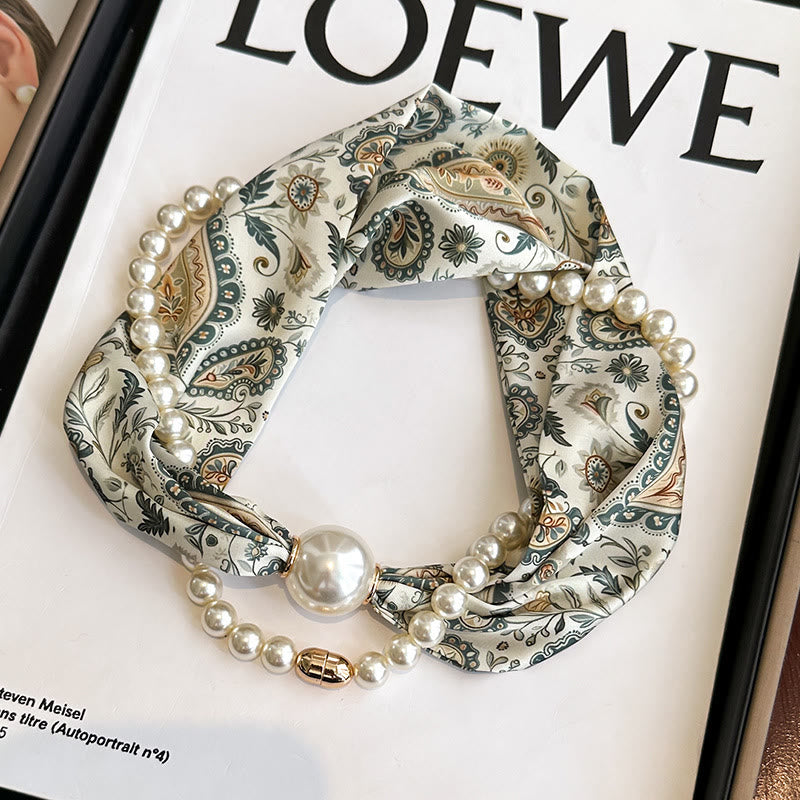 Collier-écharpe en perles artificielles avec fermoir magnétique pour femme - Paisley vert foncé - image 9