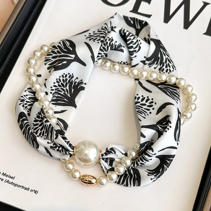 Collier-écharpe en perles artificielles avec fermoir magnétique pour femme - Arbre noir - image 13