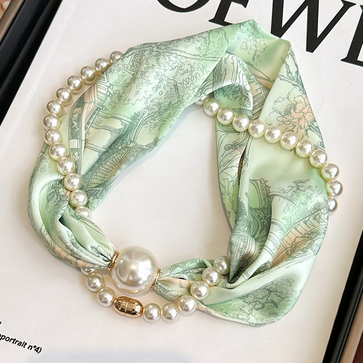 Collier-écharpe en perles artificielles avec fermoir magnétique pour femme - Vert clair - image 6