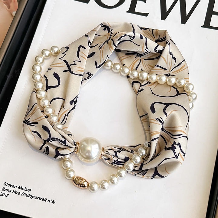 Collier-écharpe en perles artificielles avec fermoir magnétique pour femme - Fleur de café clair - image 11