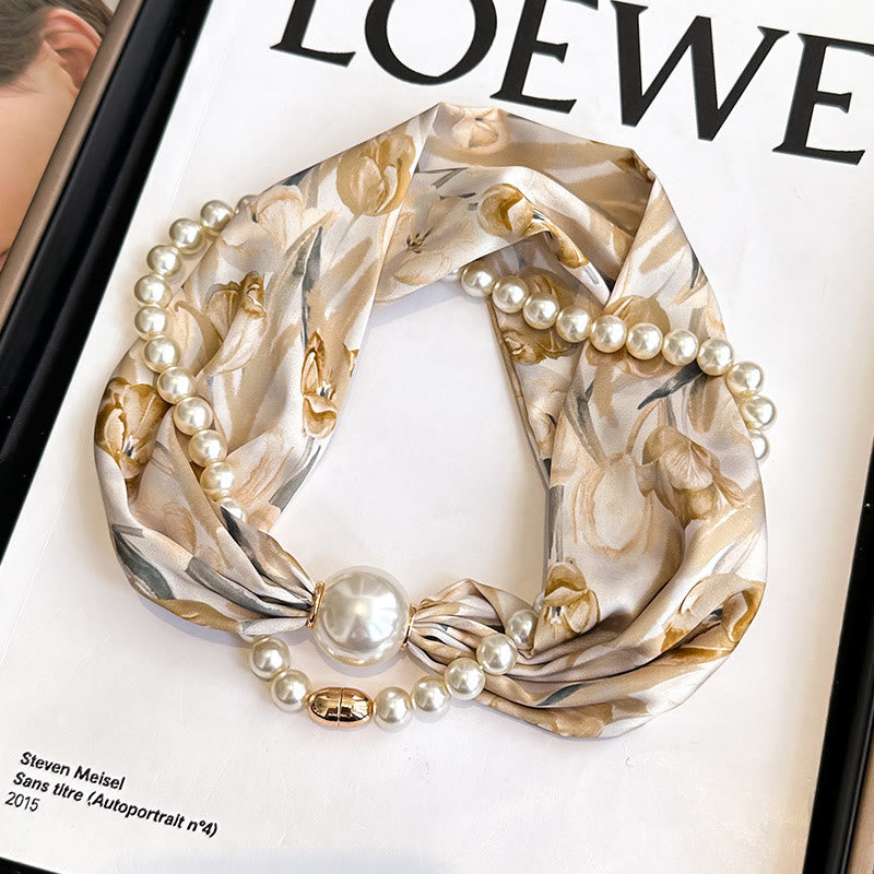 Collier-écharpe en perles artificielles avec fermoir magnétique pour femme - Tulipe de café - image 15