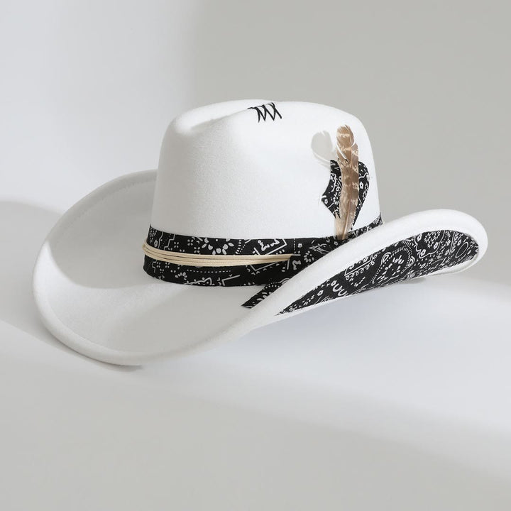 Chapeau de cowboy style western avec bandana et plumes - Blanc - M (22"-22 7/8") - image 3