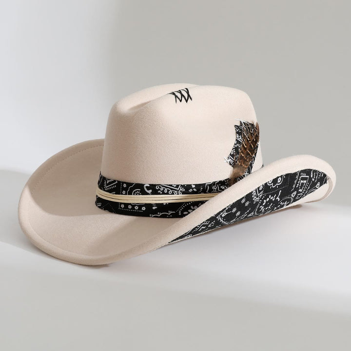 Chapeau de cowboy style western avec bandana et plumes - Blanc cassé - M (22"-22 7/8") - image 2
