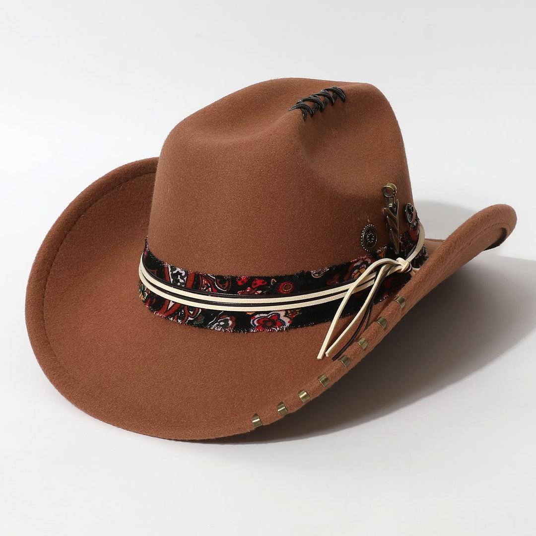 Chapeau de cowboy style western à bordure effilochée et orné de plumes - Brun - M (22"-22 7/8") - image 6