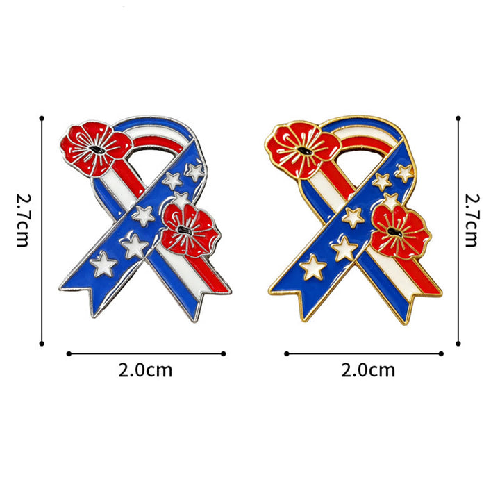 Broche émaillée avec ruban patriotique, drapeau américain et coquelicot - image 6