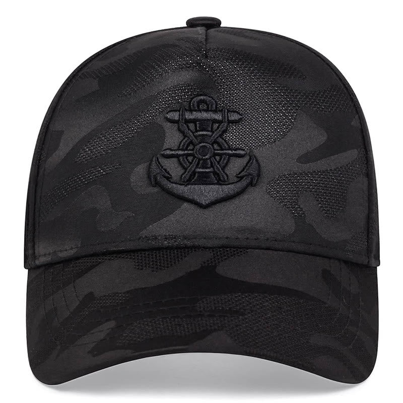 Casquette de baseball à empiècement en maille camouflage brodée d'ancre - image 1
