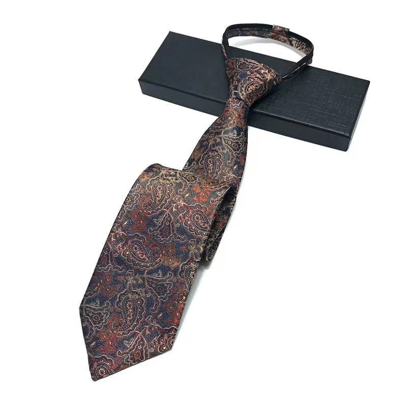 Cravate pré-nouée ajustable à motif vintage pour homme - Style n° 2 - image 2