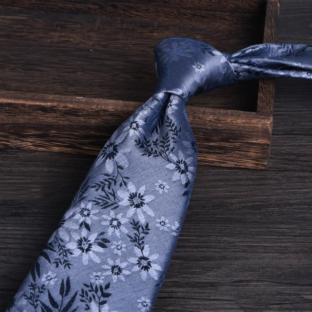 Cravate habillée pour homme à motif floral jacquard texturé - Style n° 9 - image 9