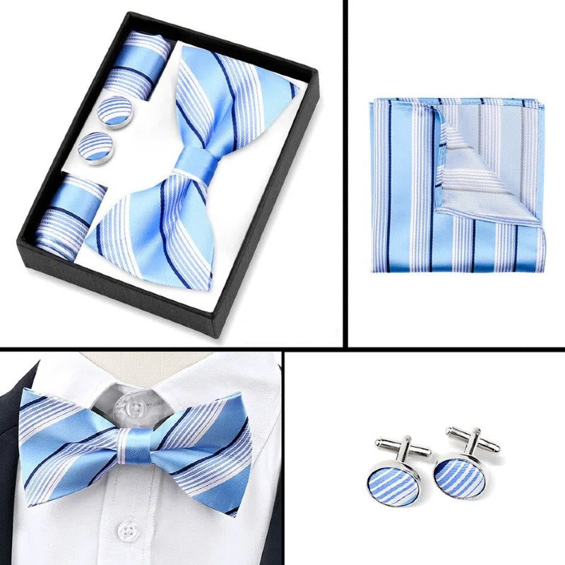 Ensemble 3 pièces pour homme : nœud papillon, boutons de manchette et pochette à motif cachemire - image 2