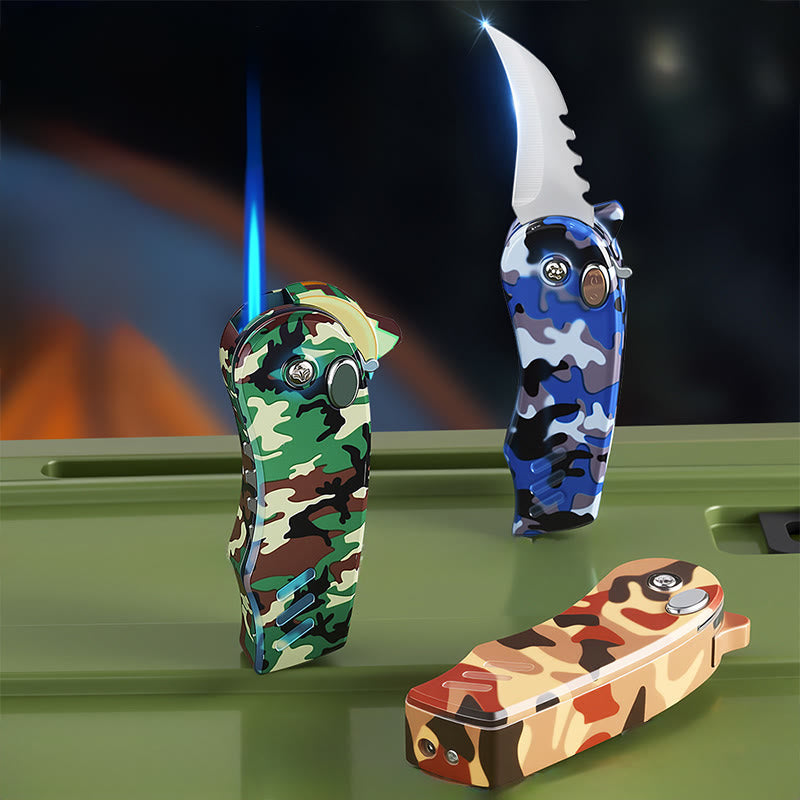 Couteau pliant EDC 2 en 1, briquet à butane en alliage - image 4