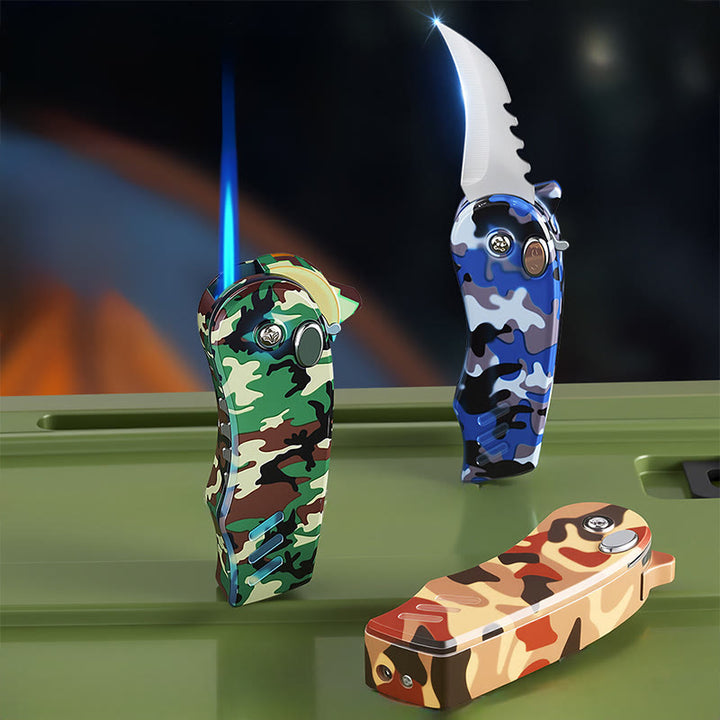 Couteau pliant EDC 2 en 1, briquet à butane en alliage - image 4