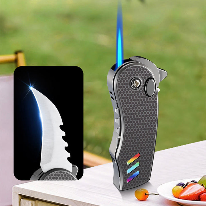 Couteau pliant EDC 2 en 1, briquet à butane en alliage - image 1
