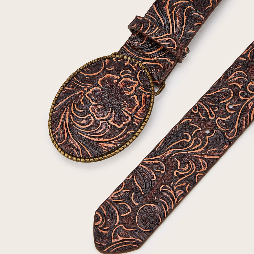 Ceinture en cuir à motif floral gravé Western Charm - image 2