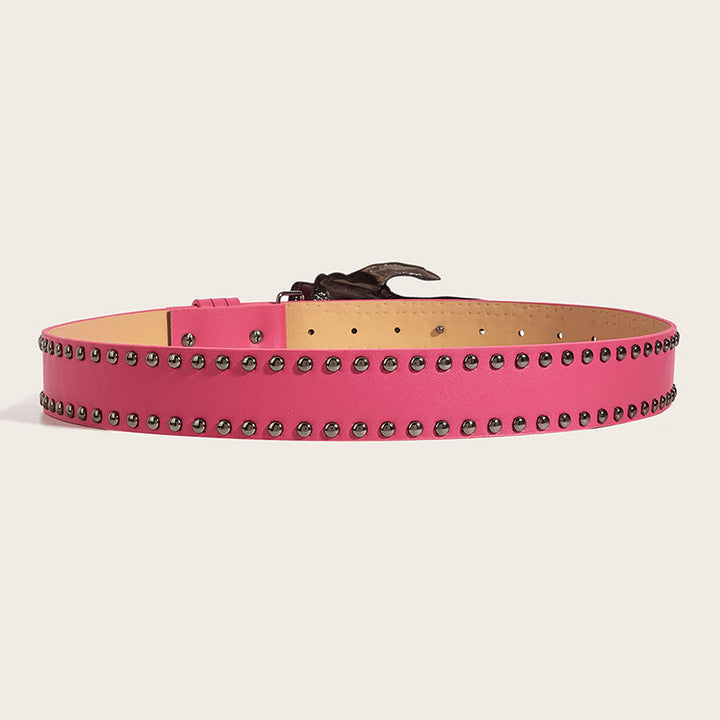 Ceinture en cuir cloutée avec griffes de squelette gothiques et crâne - image 11