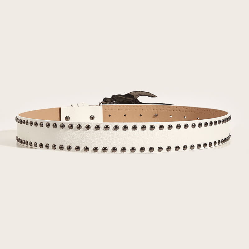 Ceinture en cuir cloutée avec griffes de squelette gothiques et crâne - image 7