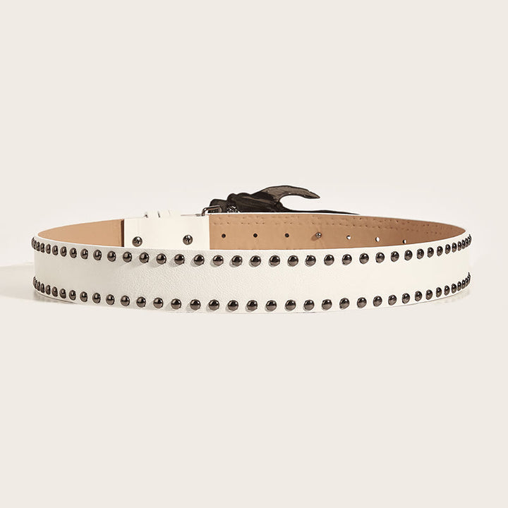 Ceinture en cuir cloutée avec griffes de squelette gothiques et crâne - image 7