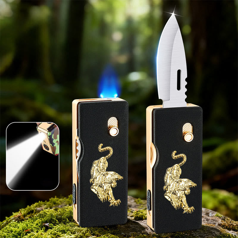 Briquet pliant 2 en 1 Golden Horse Relief Lighting - Tigre - image 1
