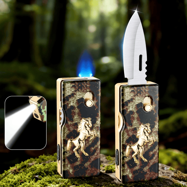 Briquet pliant 2 en 1 Golden Horse Relief Lighting - Cheval - image 0