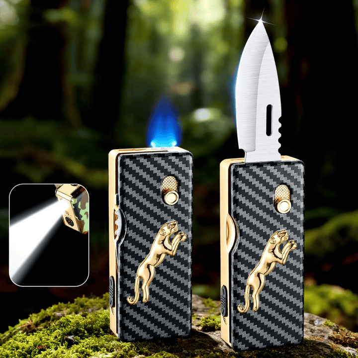 Briquet pliant 2 en 1 Golden Horse Relief Lighting - Léopard - image 2