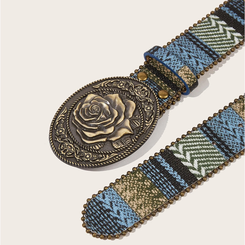 Ceinture tressée à boucle ovale rose style western romantique - image 1