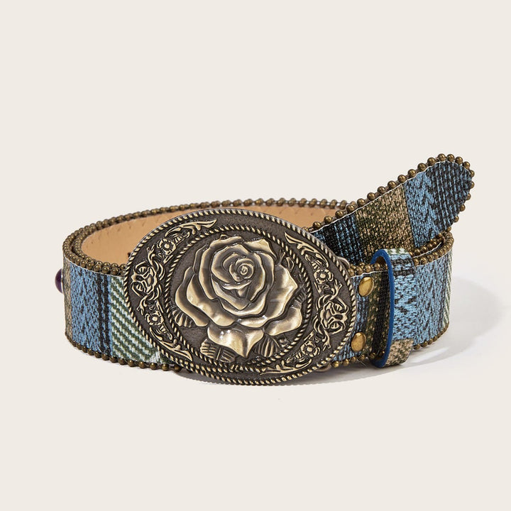 Ceinture tressée à boucle ovale rose style western romantique - Style n° 1 - 40 - image 0