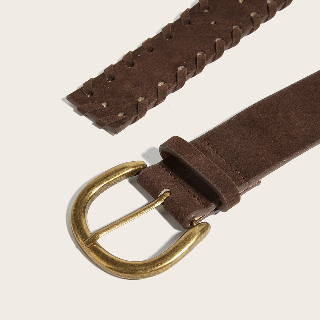 Ceinture en cuir marron pour homme avec boucle ardillon vintage en laiton - image 1