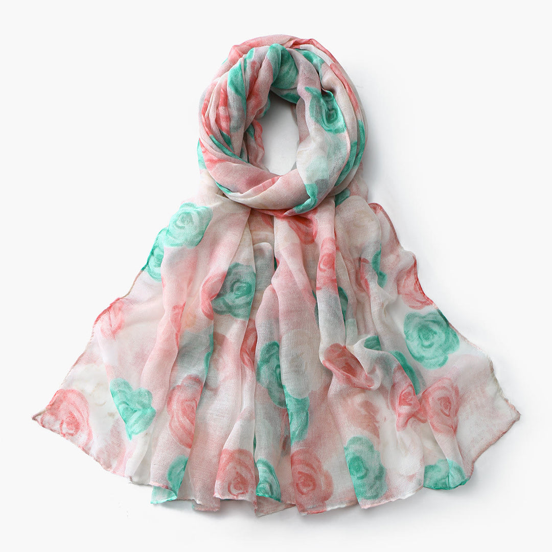 Châle-écharpe d'été à imprimé floral pour femme, protection solaire - Rose - image 5