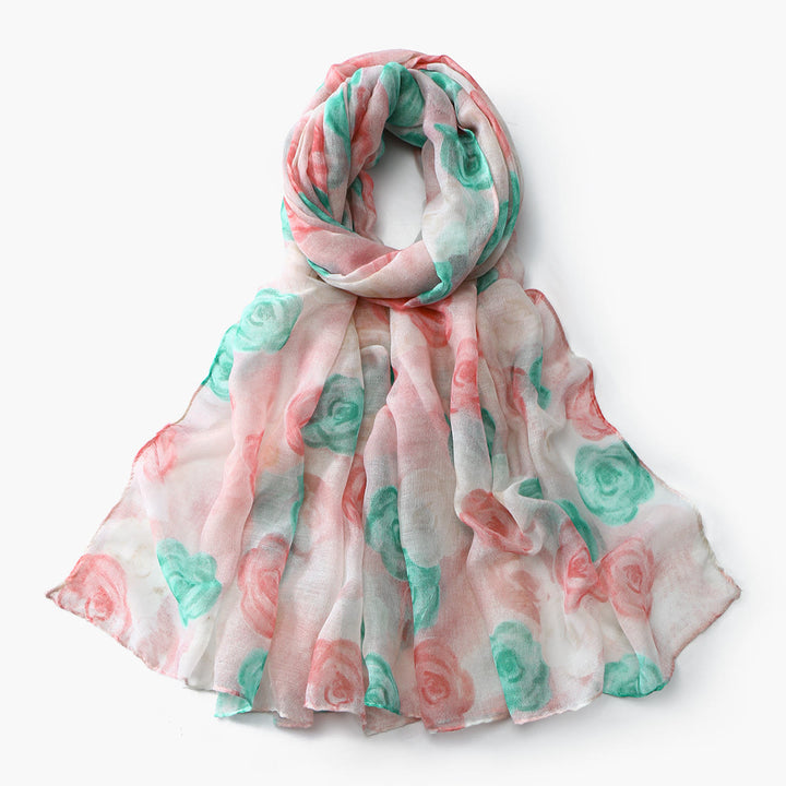 Châle-écharpe d'été à imprimé floral pour femme, protection solaire - Rose - image 5