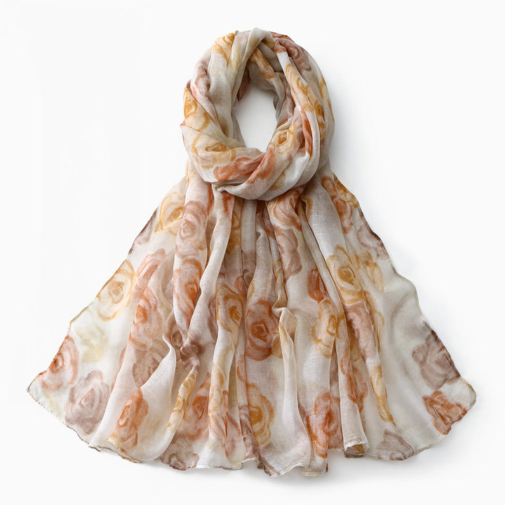 Châle-écharpe d'été à imprimé floral pour femme, protection solaire - Kaki - image 4