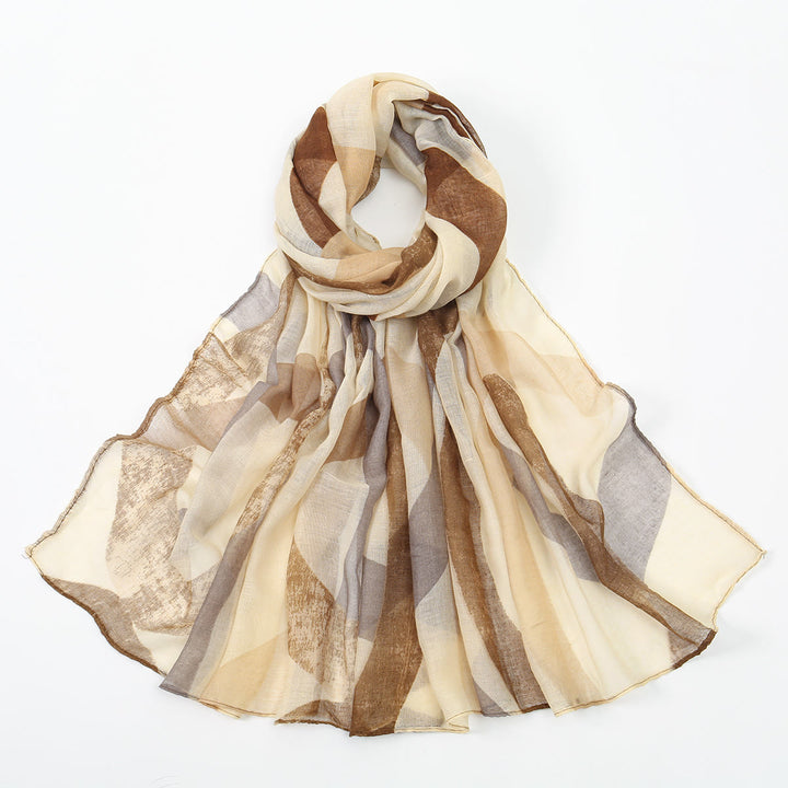 Châle-écharpe/foulard fin multicolore pour femme, protection solaire, idéal pour l'été. - Beige - image 0