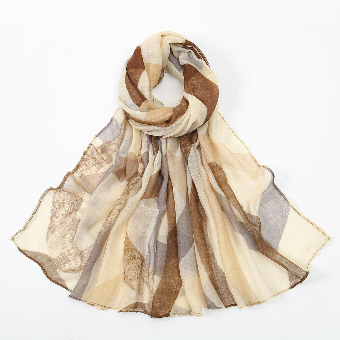 Châle-écharpe/foulard fin multicolore pour femme, protection solaire, idéal pour l'été. - Beige - image 0