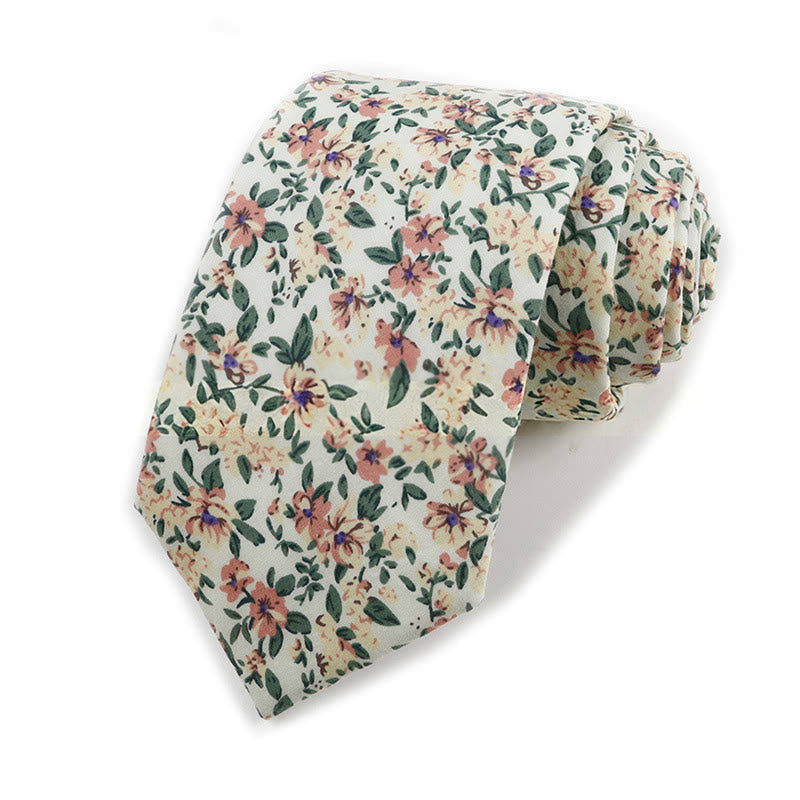Cravate élégante vintage en coton imprimé floral pour homme - Style n° 16 - image 16